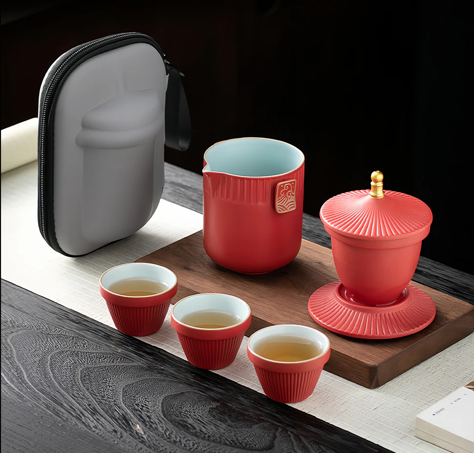 DIVEVOLK Ceramic Portable Traval Tea Set - Image 10
