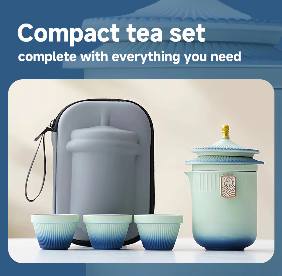 DIVEVOLK Ceramic Portable Traval Tea Set - Image 5