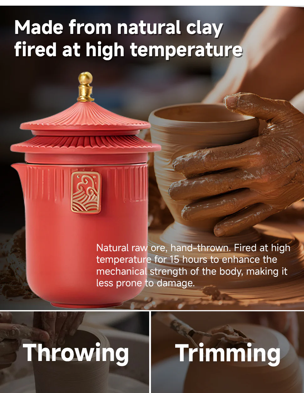 DIVEVOLK Ceramic Portable Traval Tea Set - Image 6