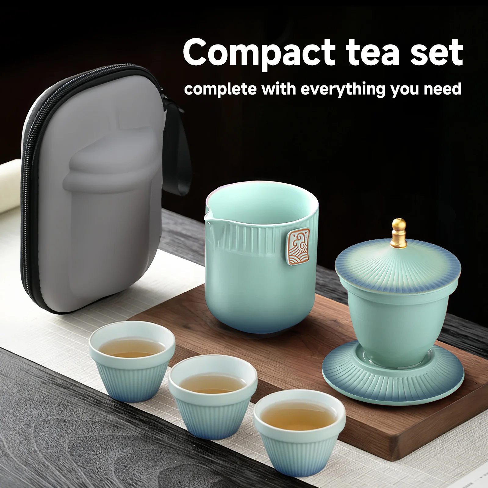 DIVEVOLK Ceramic Portable Traval Tea Set - Image 9