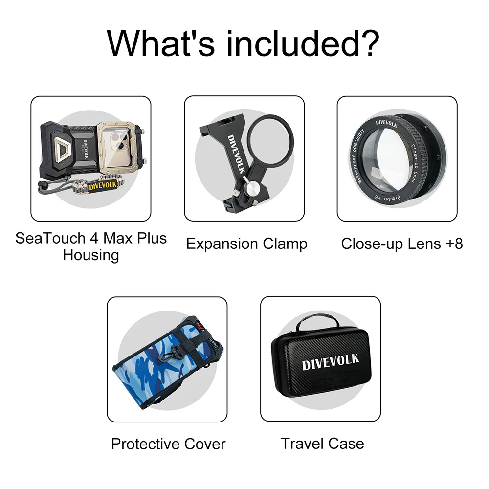 DIVEVOLK SeaTouch 4 Max Plus Underwater housing Macro Kit  for iPhone and most Android smartphone, dive housing, waterproof phone case - Image 5