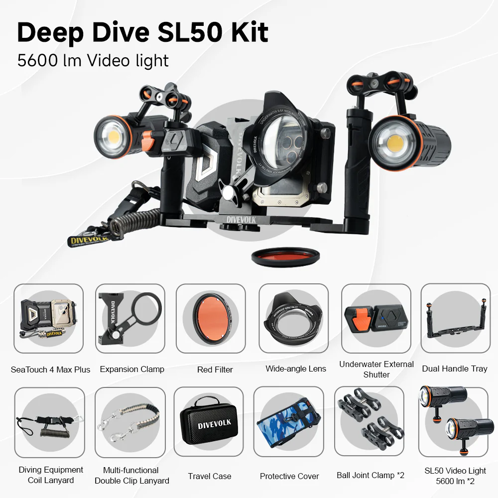 DIVEVOLK SeaTouch 4 Max Plus Deep Dive Kit with dual light for iPhone and most Android smartphone, dive housing, waterproof phone case - Image 12