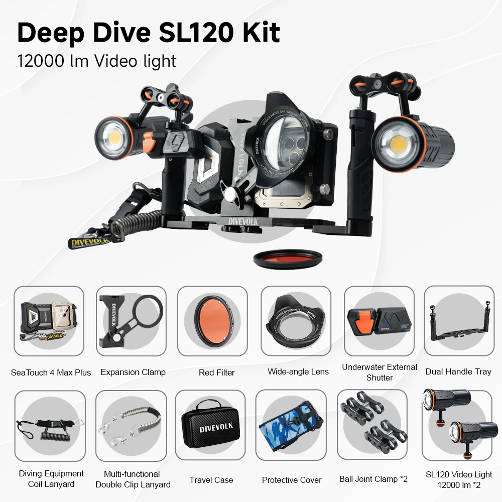 DIVEVOLK SeaTouch 4 Max Plus Deep Dive Kit with dual light for iPhone and most Android smartphone, dive housing, waterproof phone case - Image 13