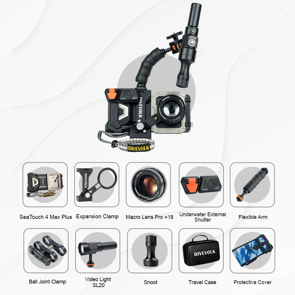 DIVEVOLK SeaTouch 4 MAX PLUS Underwater Advance Macro kit  for iPhone and most Android, macro photography dive housing - Image 4