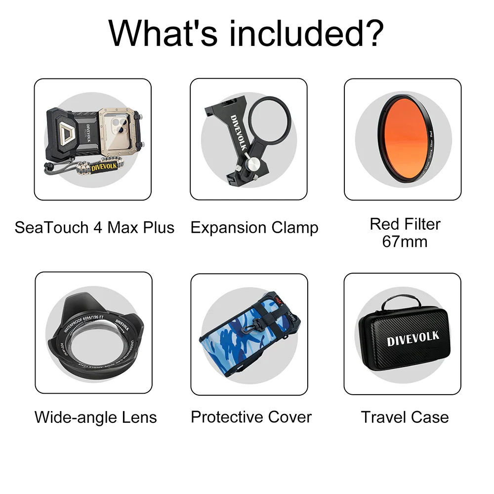 DIVEVOLK SeaTouch 4 Max Plus Underwater housing Ocean Kit  for iPhone and most Android smartphone, dive housing, waterproof phonecase - Image 10