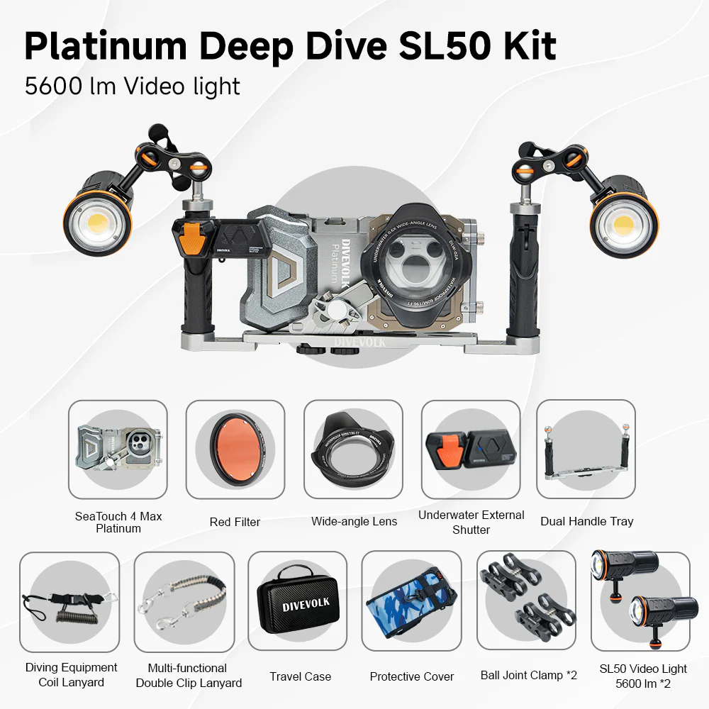 DIVEVOLK SeaTouch 4 Max Paltinum Deep Dive Kit with dual light for iPhone and most Android smartphone, dive housing, waterproof phone case - Image 12