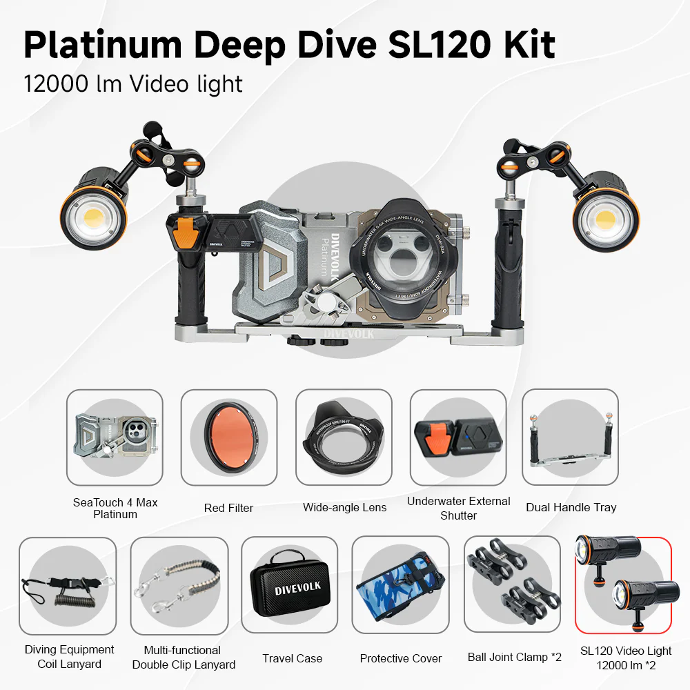DIVEVOLK SeaTouch 4 Max Paltinum Deep Dive Kit with dual light for iPhone and most Android smartphone, dive housing, waterproof phone case - Image 13