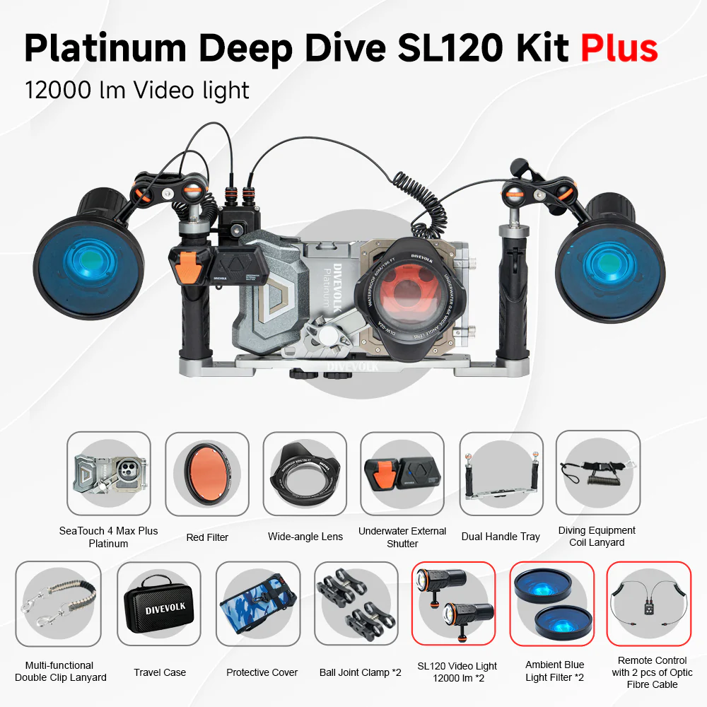 DIVEVOLK SeaTouch 4 Max Paltinum Deep Dive Kit with dual light for iPhone and most Android smartphone, dive housing, waterproof phone case - Image 14