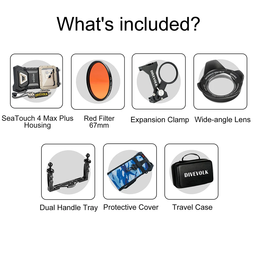DIVEVOLK SeaTouch 4 Max Plus Underwater Housing Videography Kit  for iPhone and Android smartphone, dive housing, waterproof phone case - Image 9
