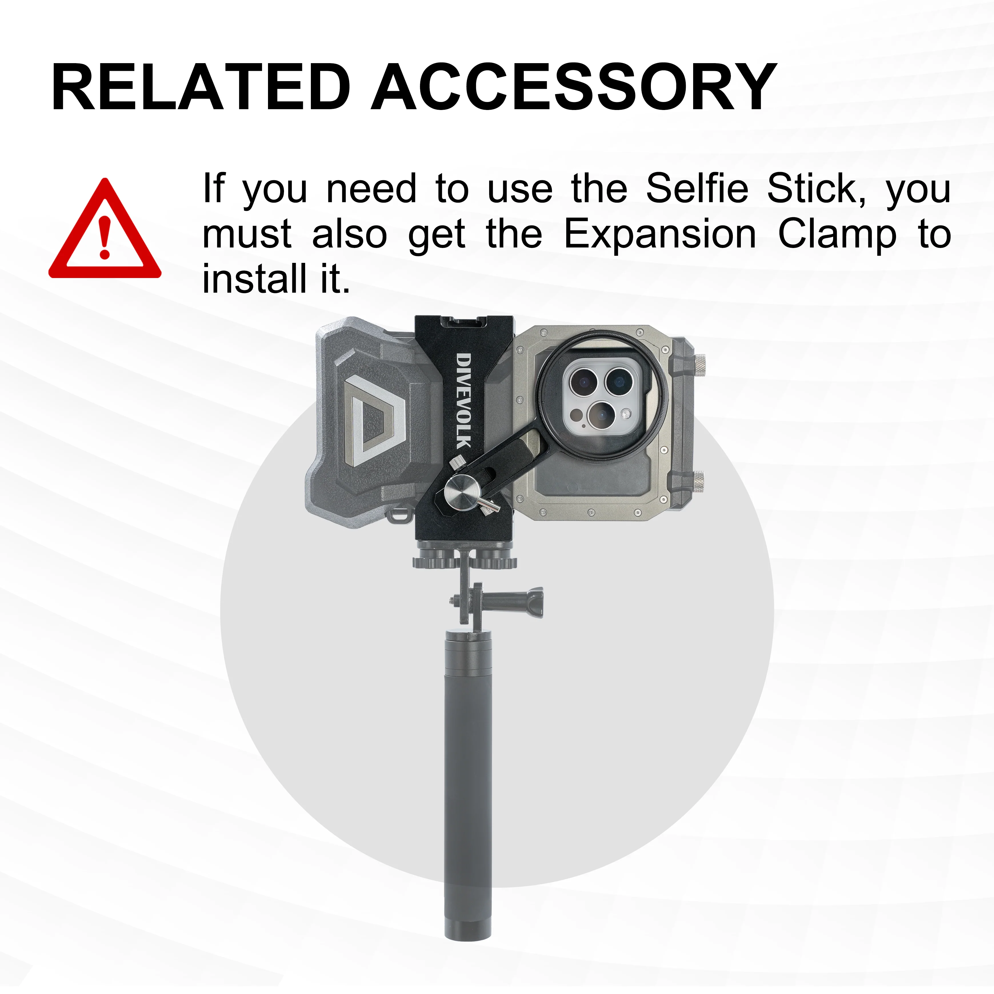 DIVEVOLK underwater Dual Lock Selfie Stick for Seatouch 4 Max underwater housing - Image 3