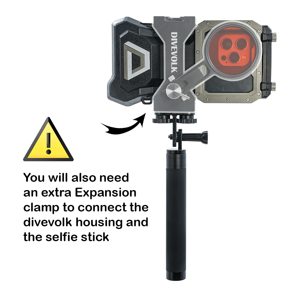 DIVEVOLK underwater Dual Lock Selfie Stick for Seatouch 4 Max underwater housing - Image 8
