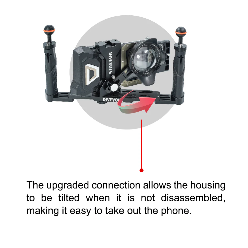 DIVEVOLK Dual Handle Tray for smartphone underwater housing, compact camera housing, action camera, Gopro, DJI Action, Insta360 - Image 6