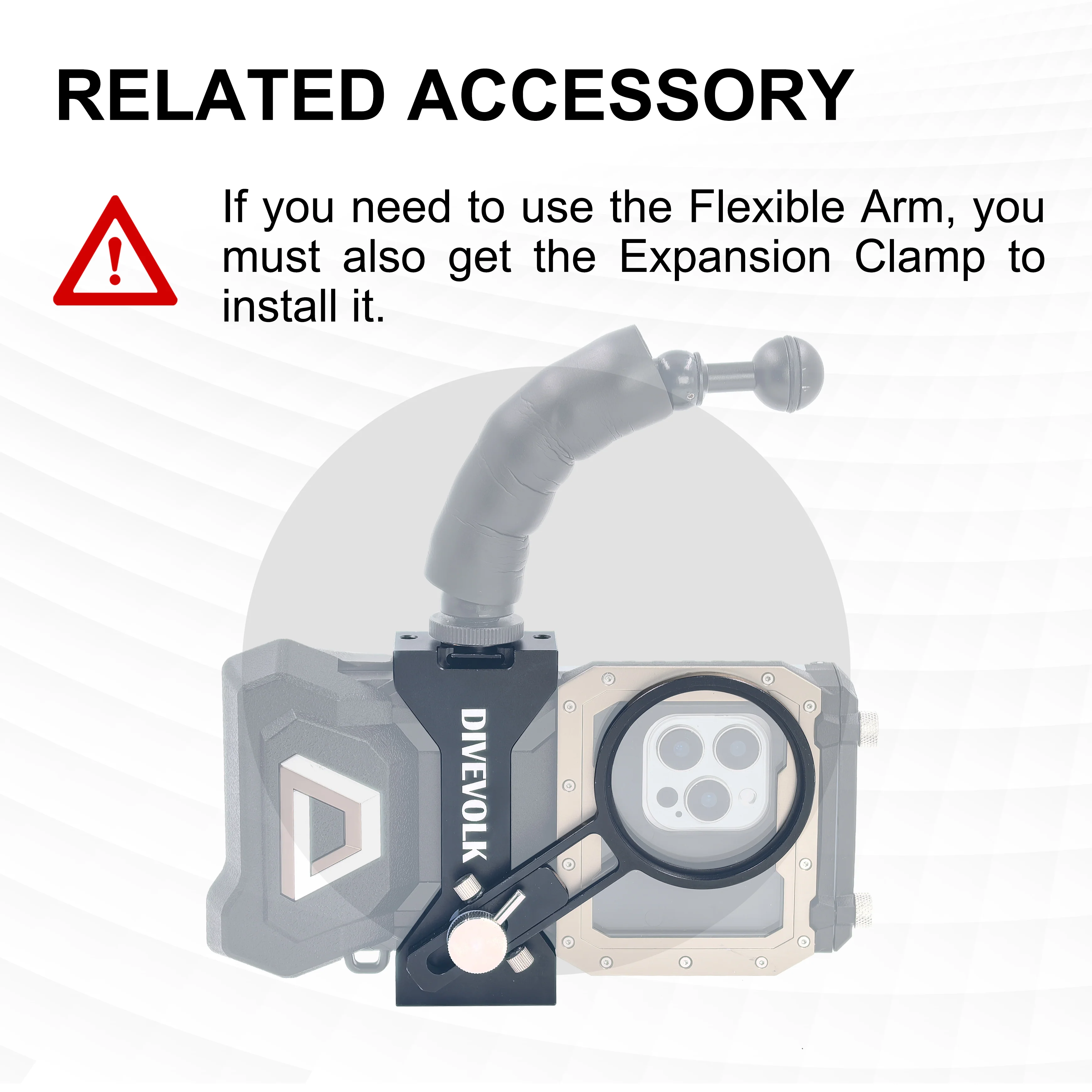 Fixable arm with cold shoe and hall head for underwater photography light mount and angle adjustment - Image 3