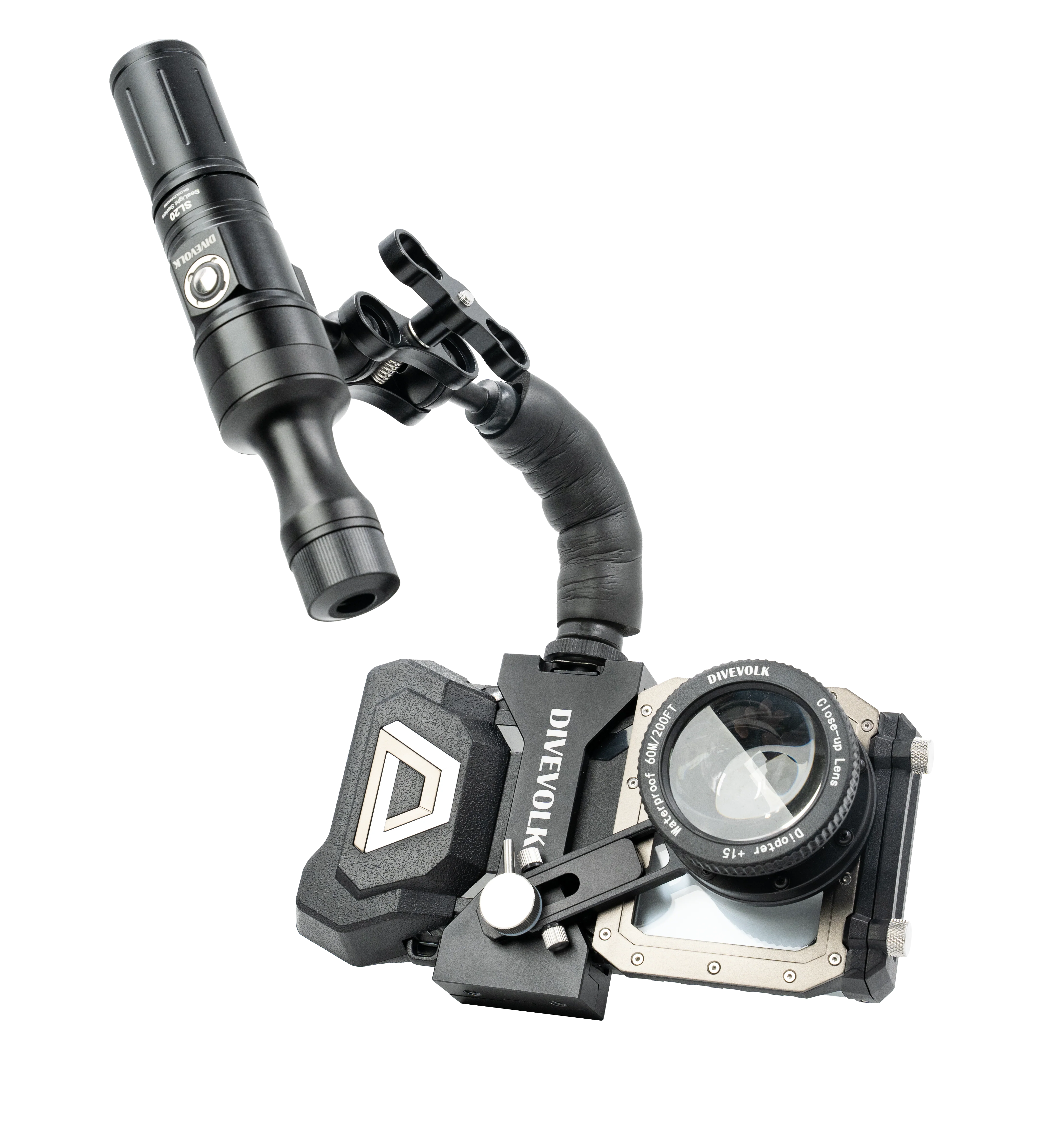Fixable arm with cold shoe and hall head for underwater photography light mount and angle adjustment - Image 4