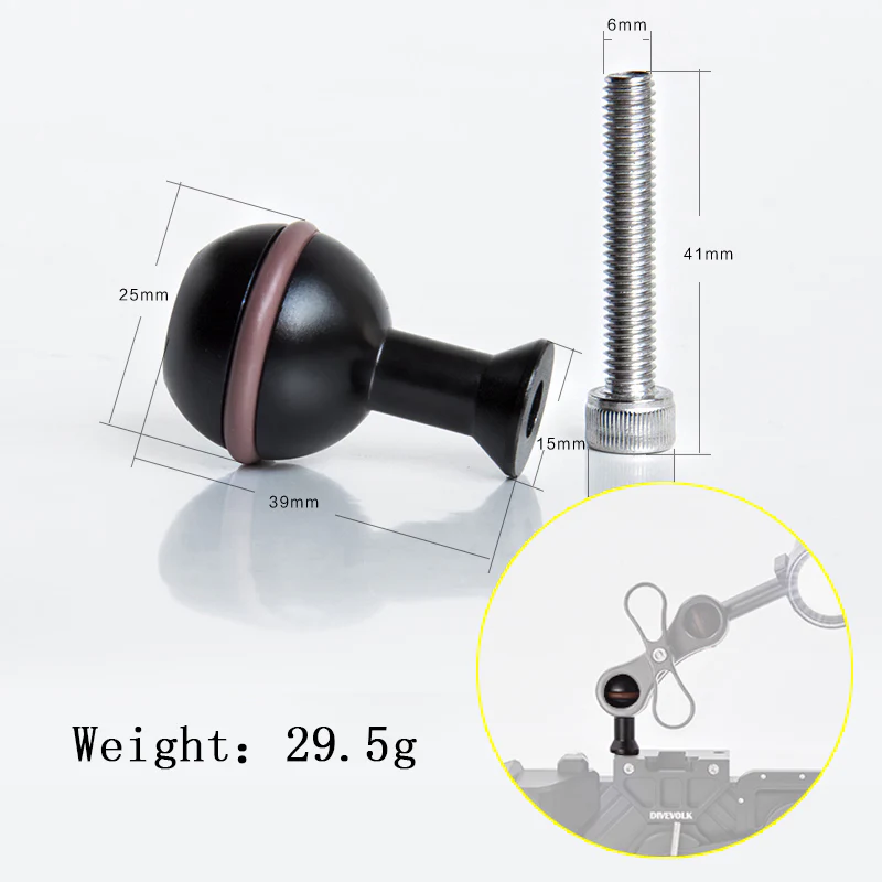 M6 and 1/4" Tread Ball Head ｜ Underwater Photography Accessories - Image 3